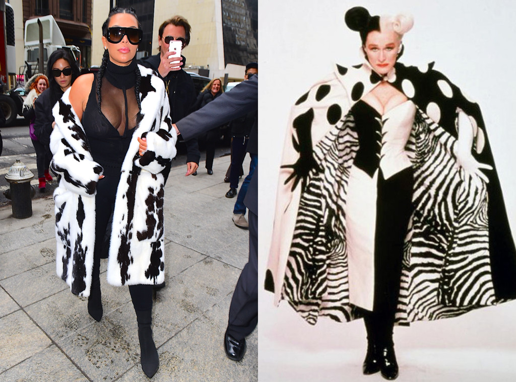 Kim Kardashian Channels Cruella De Vil While Strutting